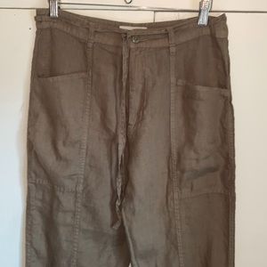 Joie Green Cargo Linen Pants EUC